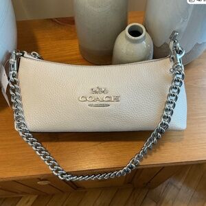 NWT Coach Charlotte Shoulder Bag Chalk With Silver Hardware